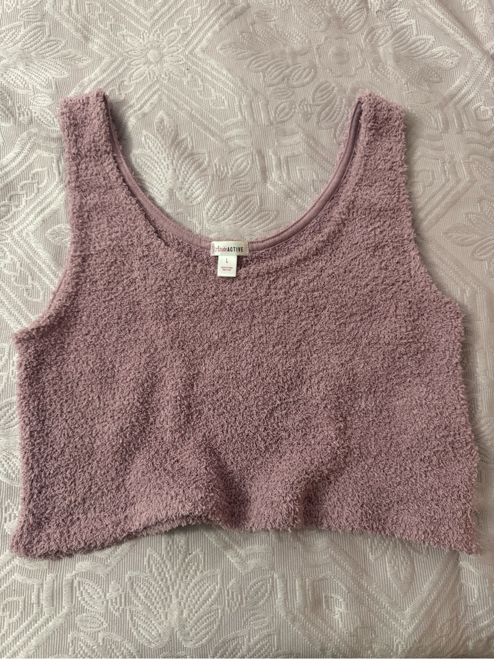 flirtitude Mauve Plush Terry Crop Tank